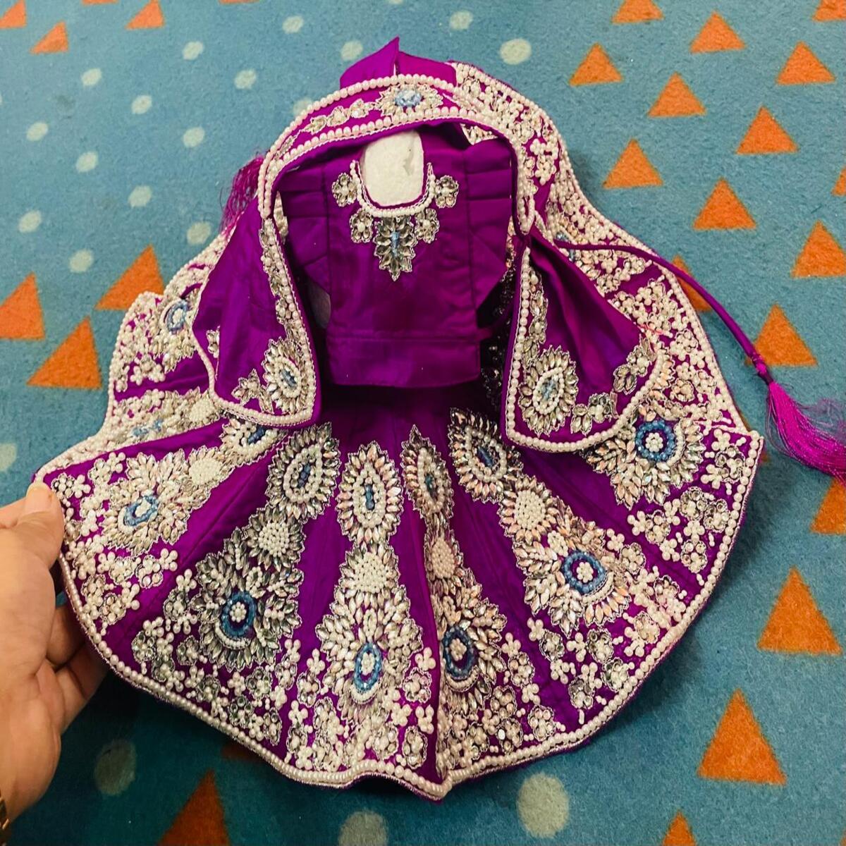 Purple Shade Handwork Dress For Laddu Gopal Ji
